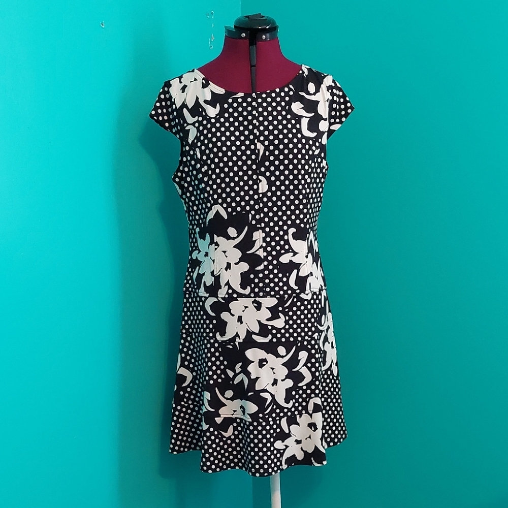 Joseph Ribkoff Black and White Floral Dress Size 14